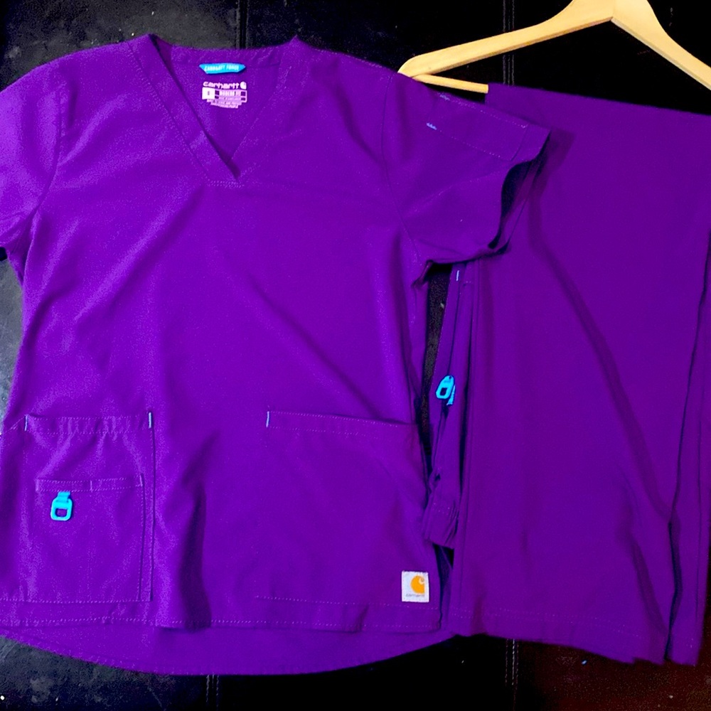 Full Set Carhartt Scrubs in Purple.